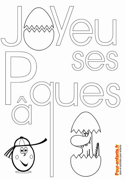 Joyeuses Pâques imprimer coloriage d'oeuf et de dinosaure